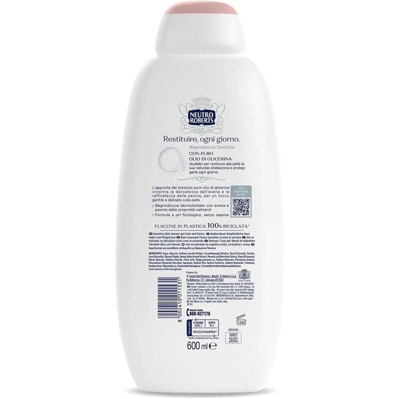NEUTRO ROBERTS BAGNOSCHIUMA CORPO SENSIBILE CON AVENA E PEONIA PELLE DISTESA E RILASSATA  600 ML