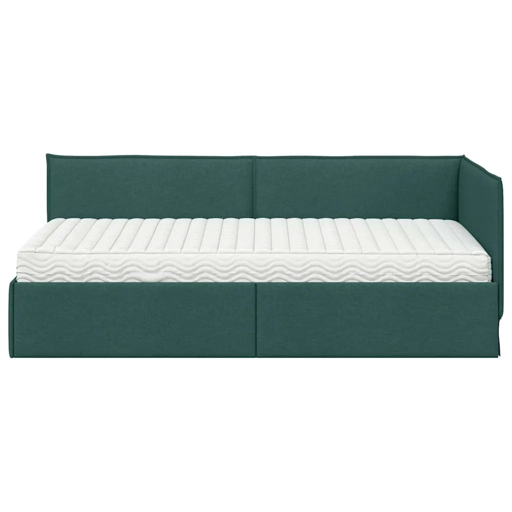 Struttura Letto Angolare con Materasso 2 pz-Giroletto con materasso Verde Velluto 426609