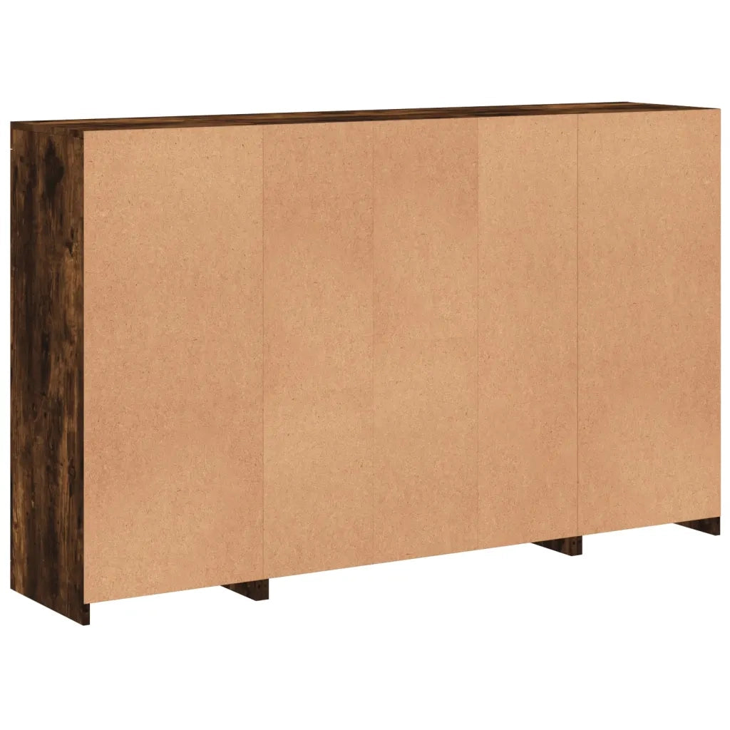 Credenze con Luci LED 3 pz Rovere Fumo in Legno Multistrato 3209139