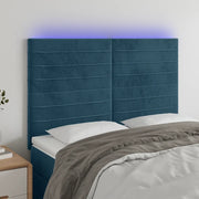 Testiera a LED-Testata con LED Blu Scuro 144x5x118/128 cm in Velluto 563492