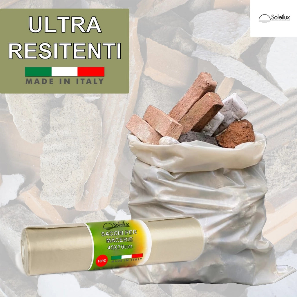 20X Sacchi per Macerie Edilizia 45x70 centimetri - Resistenti Sacchetti di Plastica per Calcinacci, Segatura, Detriti e Rifiuti Edili - Sacchi Robusti e Versatili