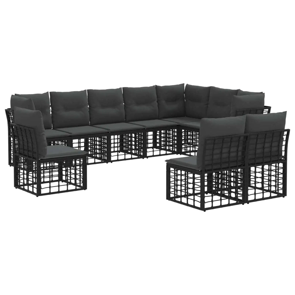 Set di divani da esterno Nero Poliestere