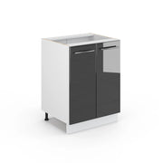 Mobiletto base cucina Fame-Line Antracite lucido/Bianco 60 cm senza piano di lavoro Vicco