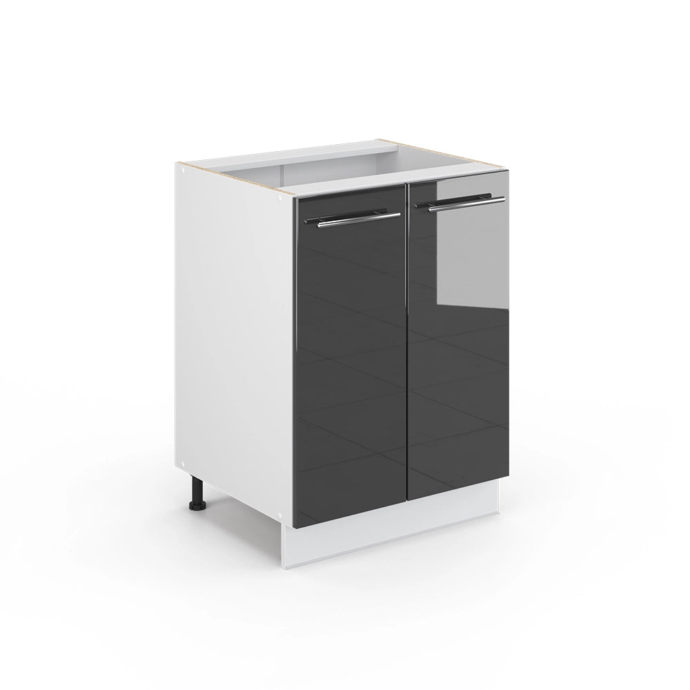 Mobiletto base cucina Fame-Line Antracite lucido/Bianco 60 cm senza piano di lavoro Vicco