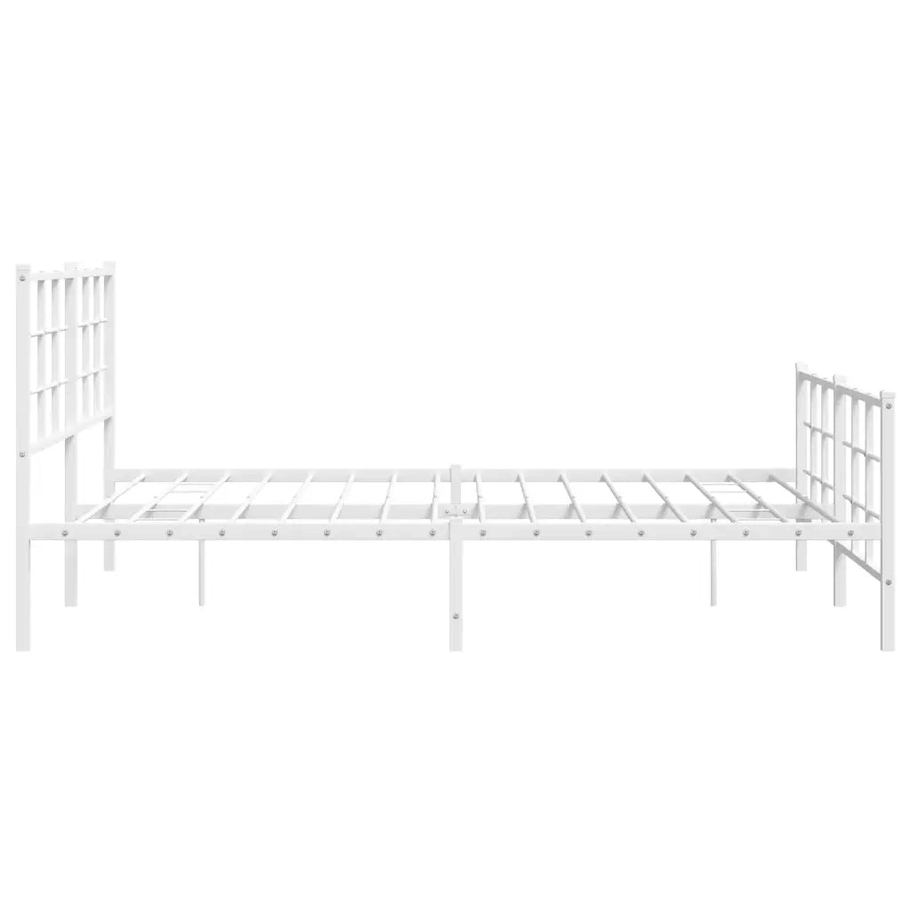 Giroletto con Testiera e Pediera Metallo Bianco 150x200 cm 355630