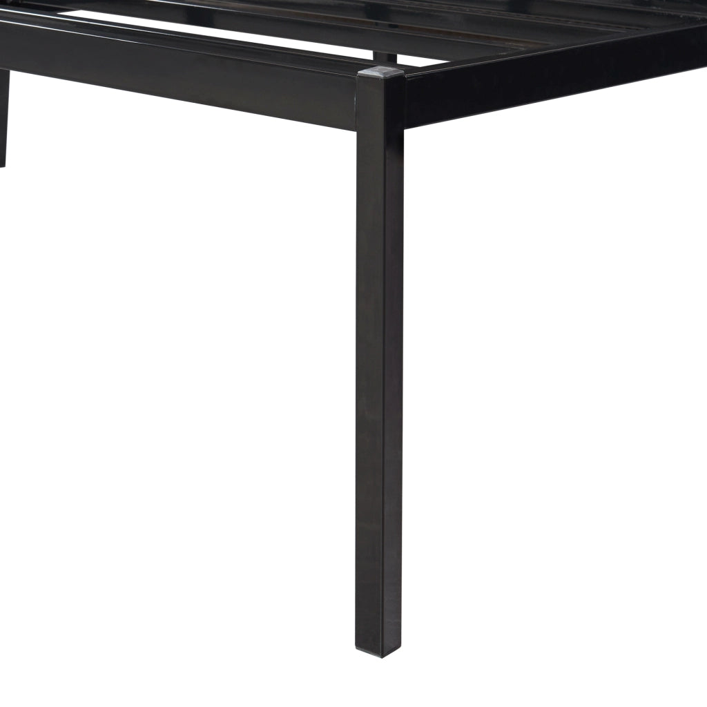 Letto Francese Vårdö in Acciaio Nero con Materasso a Schiuma Fredda 140 x 200 cm [en.casa]