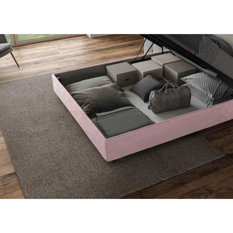 Letto imbottito Matrimoniale 190x210 cm Adele - Contenitore,Glicine,Microfibra