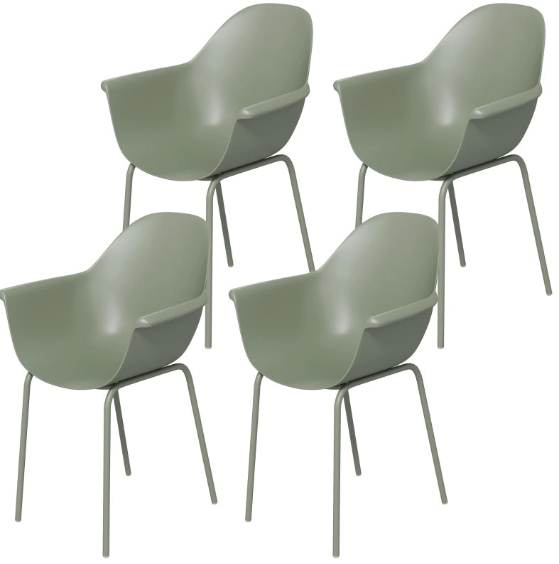 Set 4 sedie da giardino verdi con schienale e braccioli