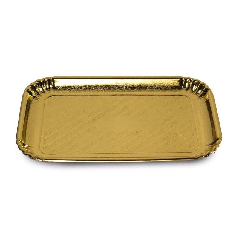 VASSOIO RETTANGOLARE ORO CON BORDI RIALZATI 23X31CM 3PZ