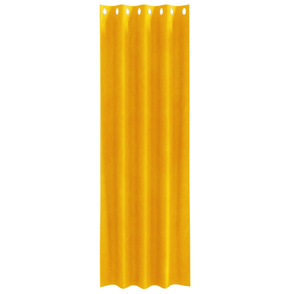 Tende Blackout  con occhielli 2 pezzi Giallo Senape Velluto