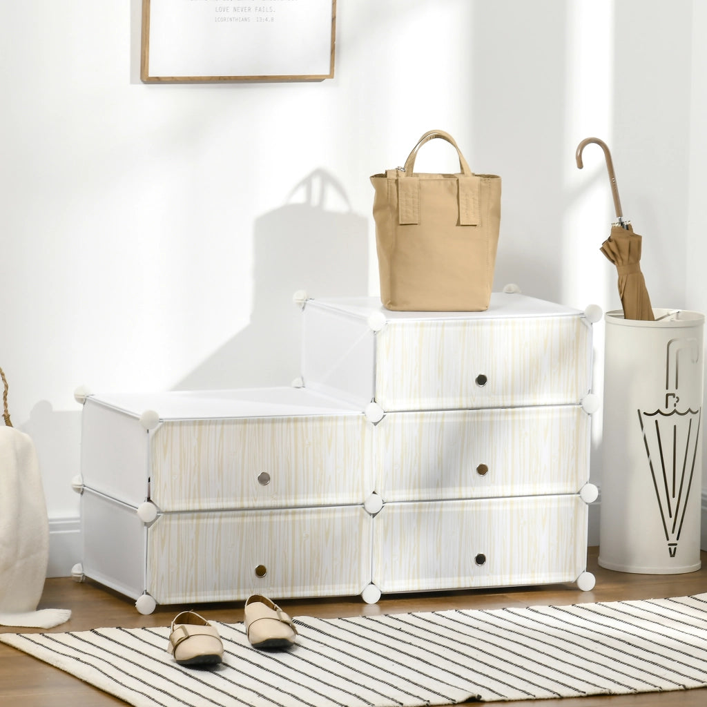 Scarpiera modulare salvaspazio ¨C Xylo ¨C 6 cubi plastica bianco 49x36,5x108 cm
