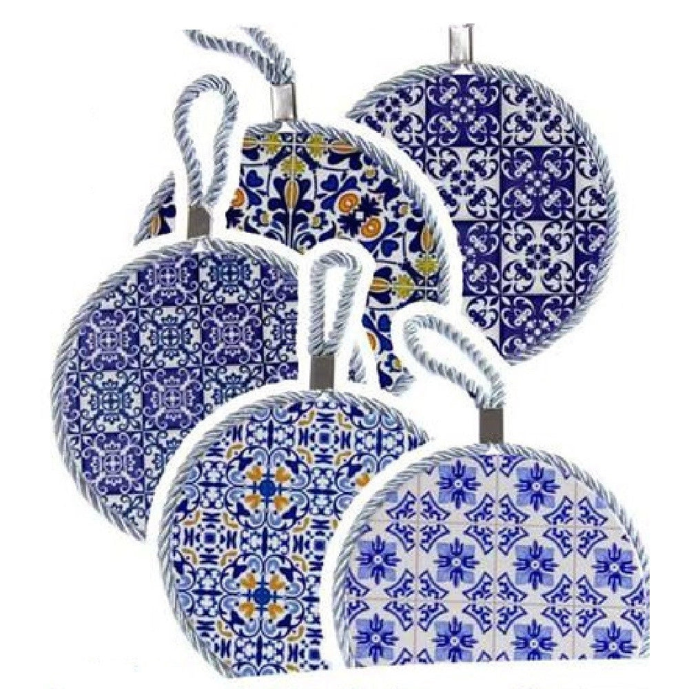 Trade Shop - Quadro Quadretto Piastrella Ornamentale In Ceramica Tondo 11cm Decori Ass 730672 -
