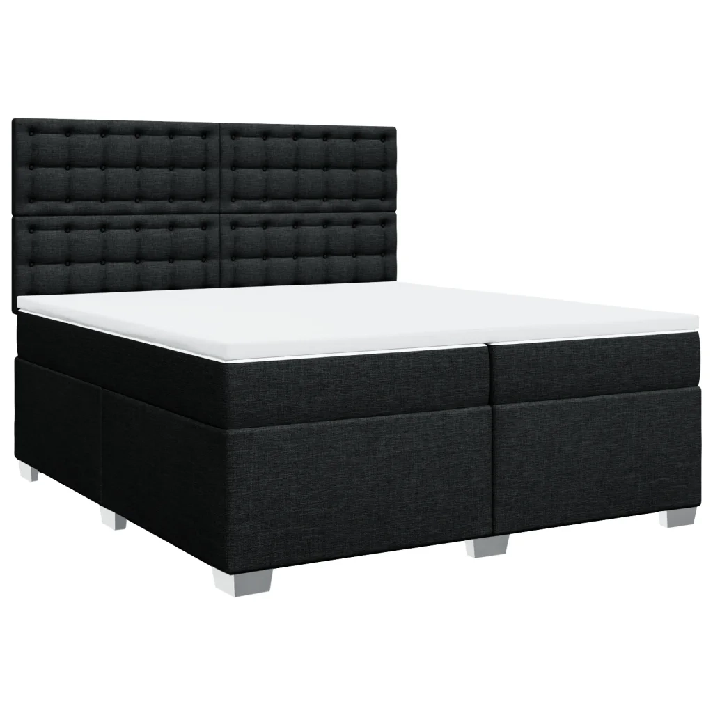 Giroletto a Molle con Materasso Nero 200x200 cm in Tessuto