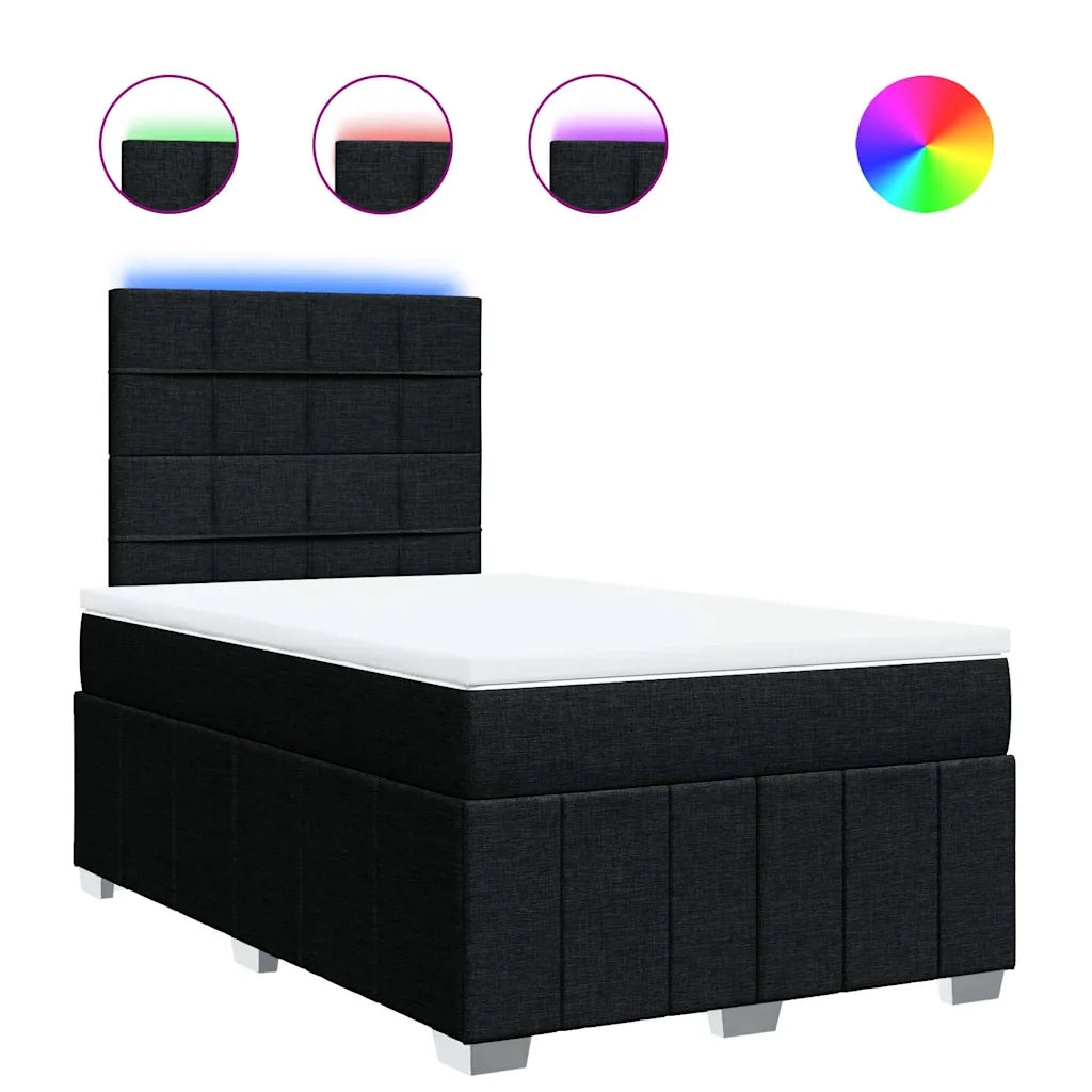 Giroletto a Molle con Materasso Nero 120x190 cm in Tessuto