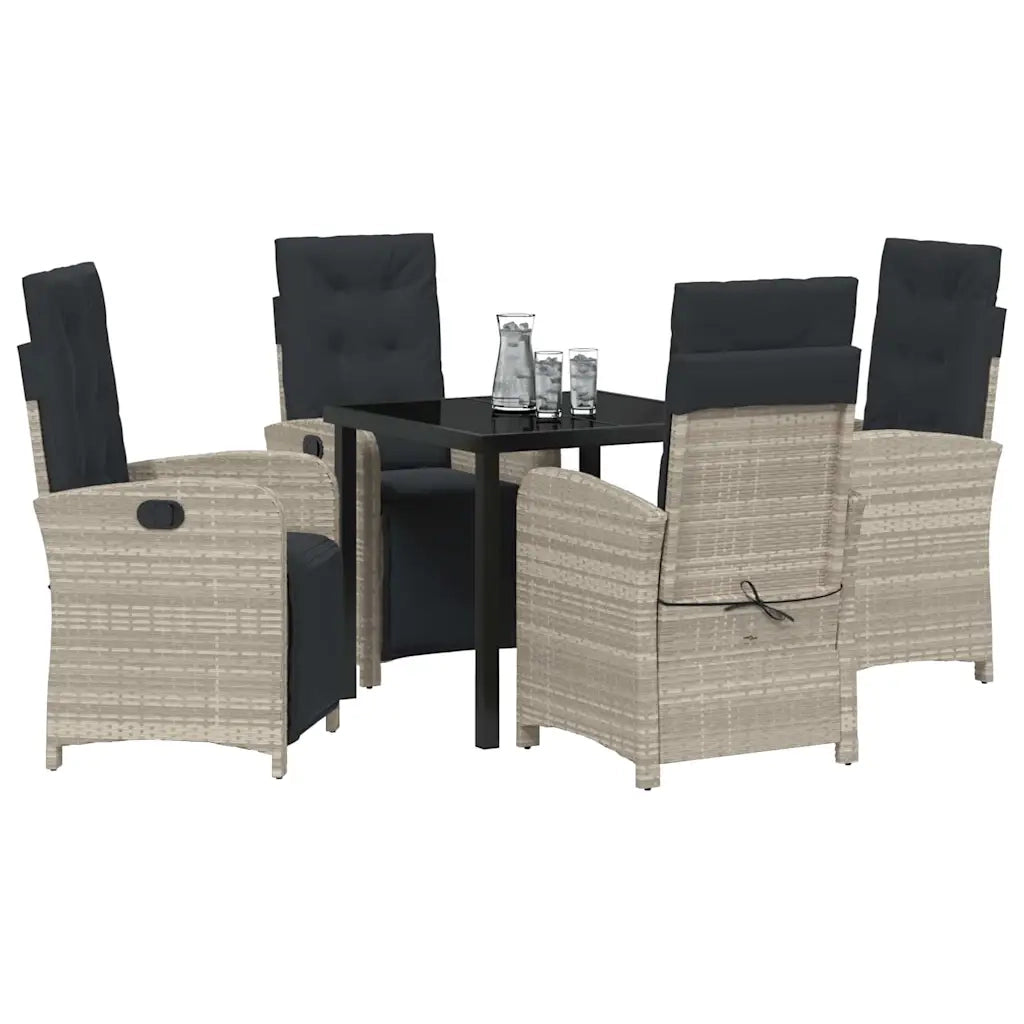 Set da Pranzo per Giardino 5 pcs Grigio chiaro polyrattan 3380345