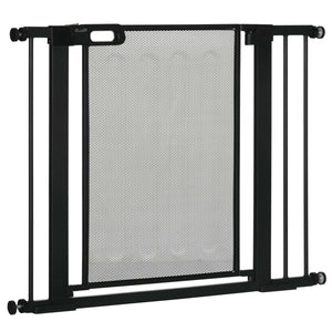 Cancellino per Cani Estensibile a Pressione con Chiusura Automatica 75-103x76 cm in Acciaio e ABS Nero