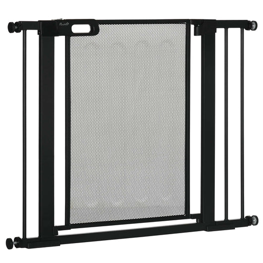 Cancellino per Cani Estensibile a Pressione con Chiusura Automatica 75-103x76 cm in Acciaio e ABS Nero