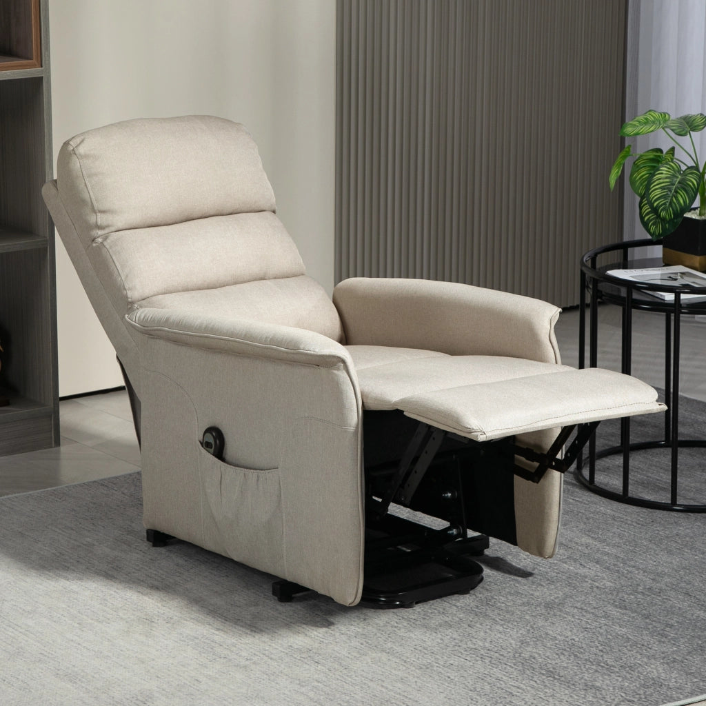 Poltrona Alzapersona Elettrica Reclinabile con Poggiapiedi e Telecomando ¨C Zephmum ¨C Beige