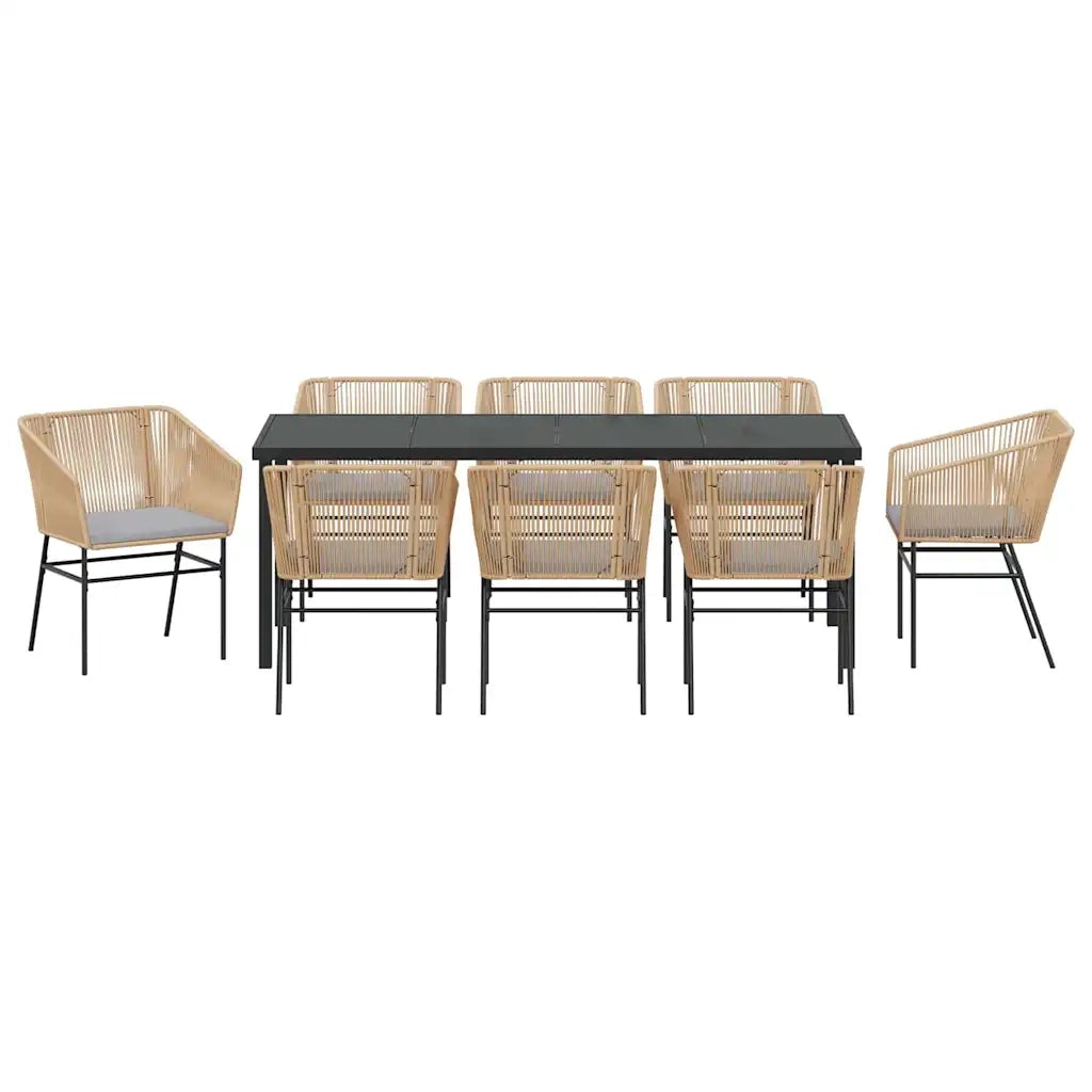 Set da Pranzo per Giardino con cuscino 9 pcs Marrone 3380931