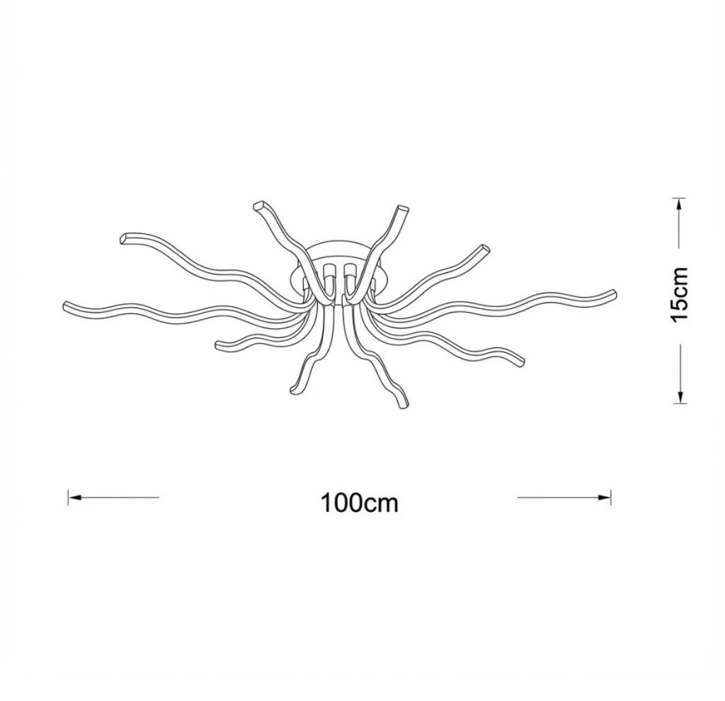 Plafoniera LED moderna 56W Ø100cm a piovra con bracci ondulati e CCT switch 3 colori, lampada da soffitto scenografica per interni