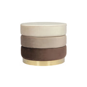 Pouf circolare Matilda in velluto marrone e base dorata