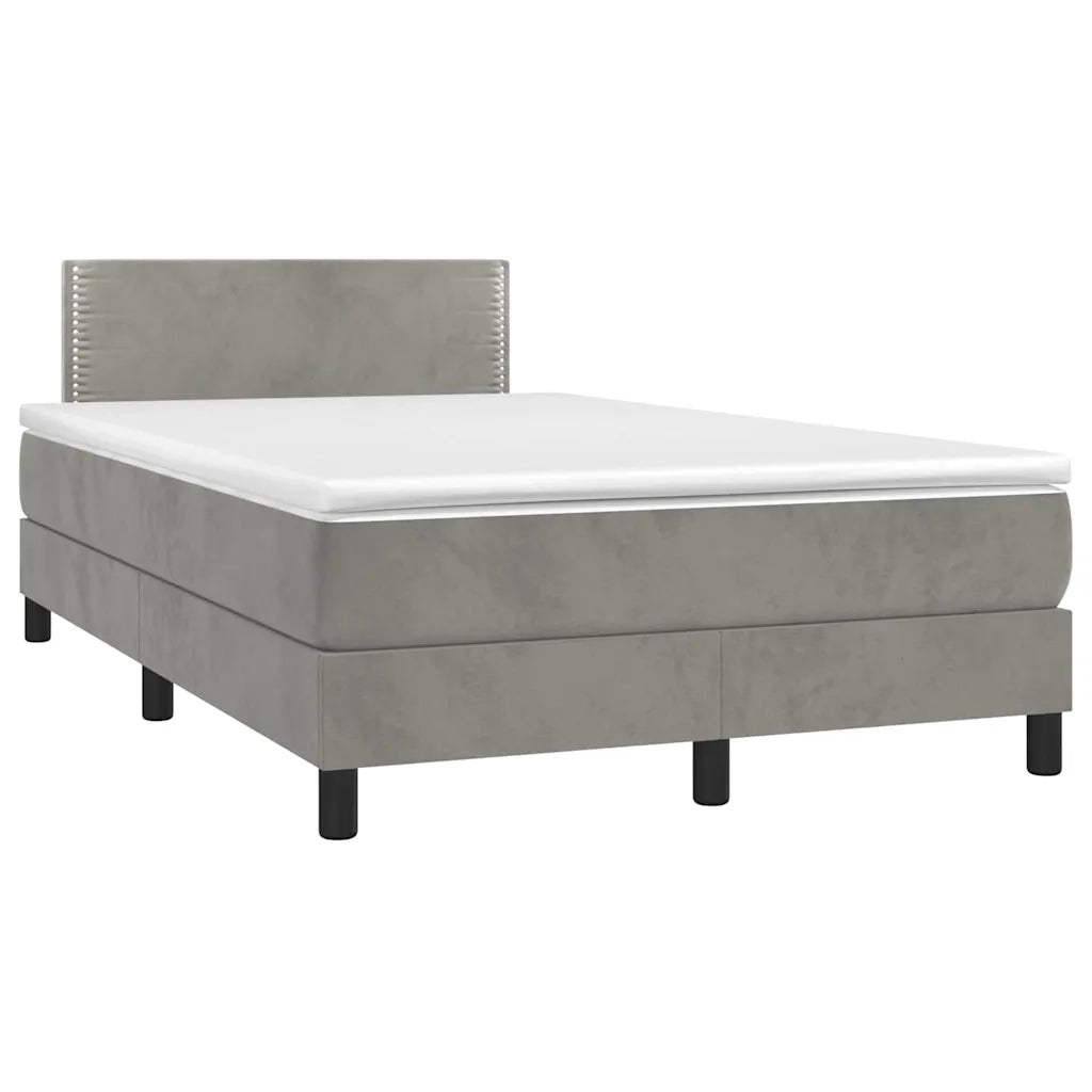 Letto a Molle con Materasso e LED Grigio Chiaro 120x190 cm Velluto 3270147