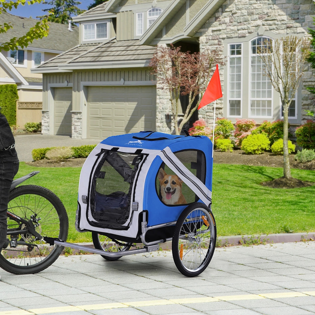 Trasportino per cani bicicletta ¨C zephmum ¨C 130x73x90 cm bianco e blu