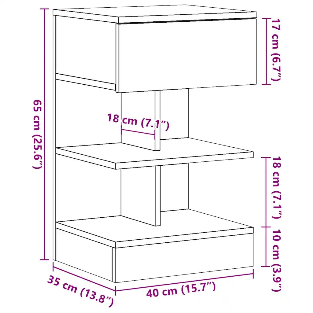Comodino in Legno Vecchio 40x35x65 cm in Legno Multistrato 856748