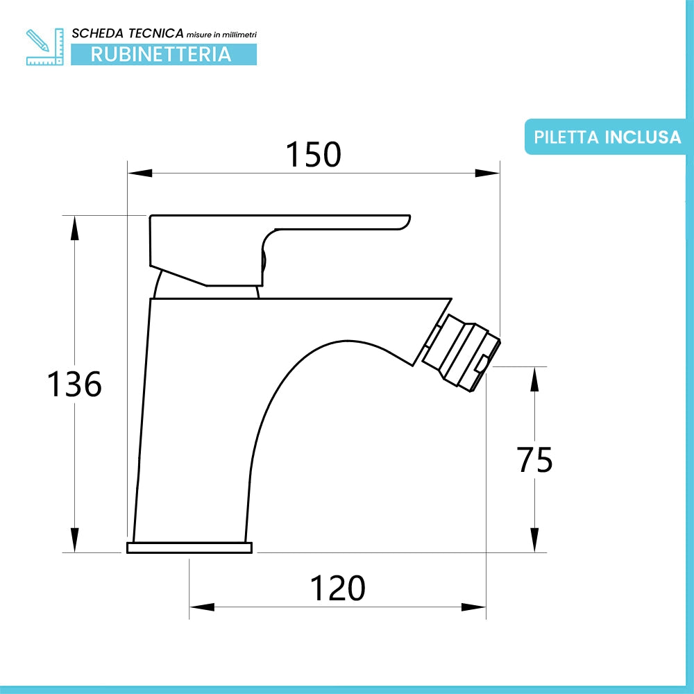 Set miscelatore lavabo e bidet con scarico salterello e miscelatore vasca esterno con doccetta Selma