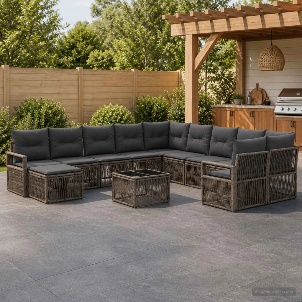 Set Divano da Giardino 12 pcs Grigio polyrattan 3435914