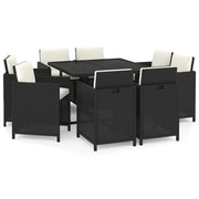 Set da pranzo in resina intrecciata nera da 9 pezzi con cuscini salotto da giardino e mobili da sala da pranzo 02_0014919