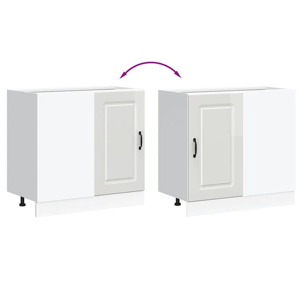 Mobiletto da cucina-Armadio da cucina "Kalmar" Bianco lucido in legno ingegnerizzato 820642