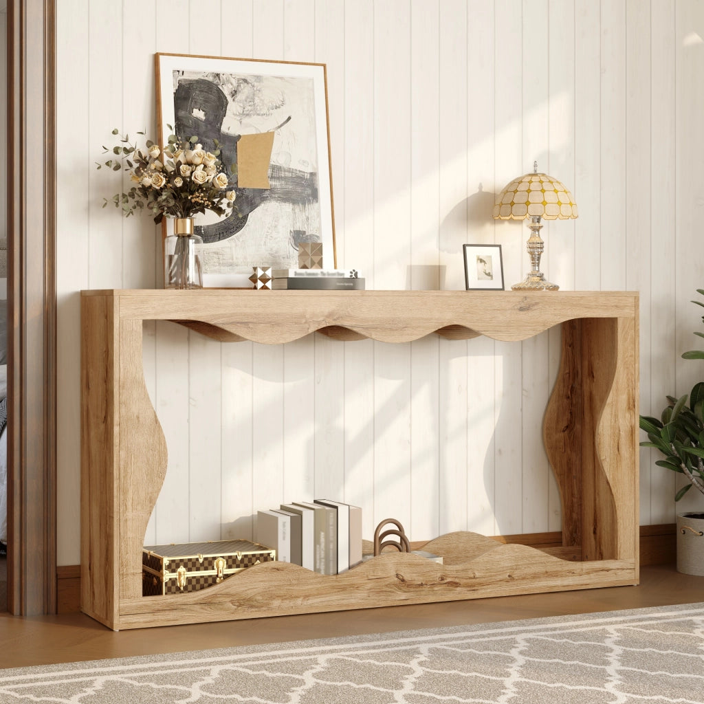 Tavolino Consolle con Ripiani ¨C MINIMAL ¨C Legno, Soggiorno e Salotto