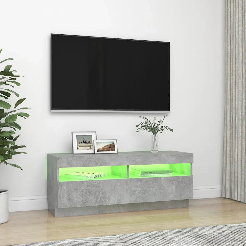 Mobile TV | Armadietto TV | Mobile Porta TV con Luci LED Grigio Cemento 100x35x40 cm