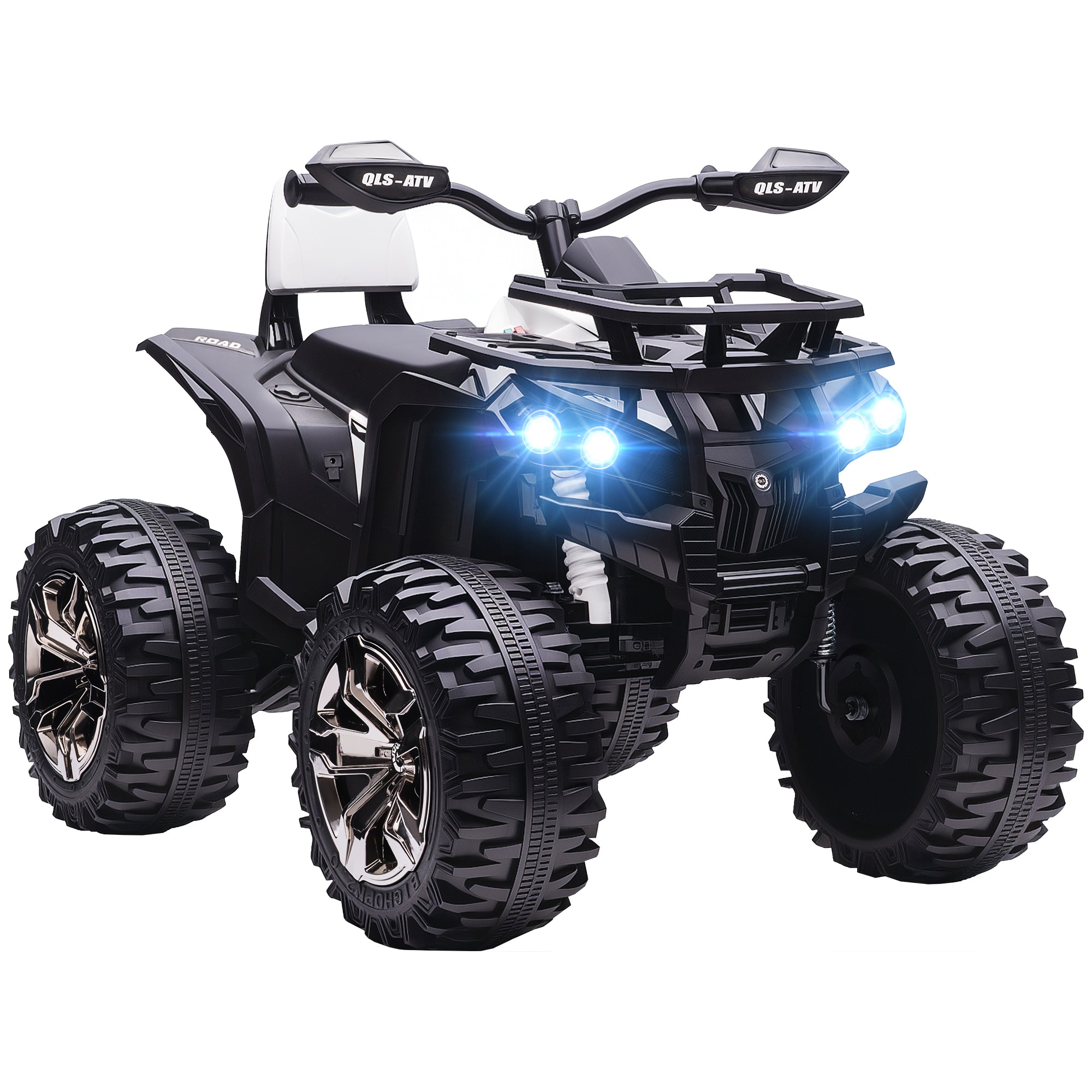 Quad Elettrico per Bambini 3-5 Anni 12V con Fari e Pedale Presa USB per Musica Bianco