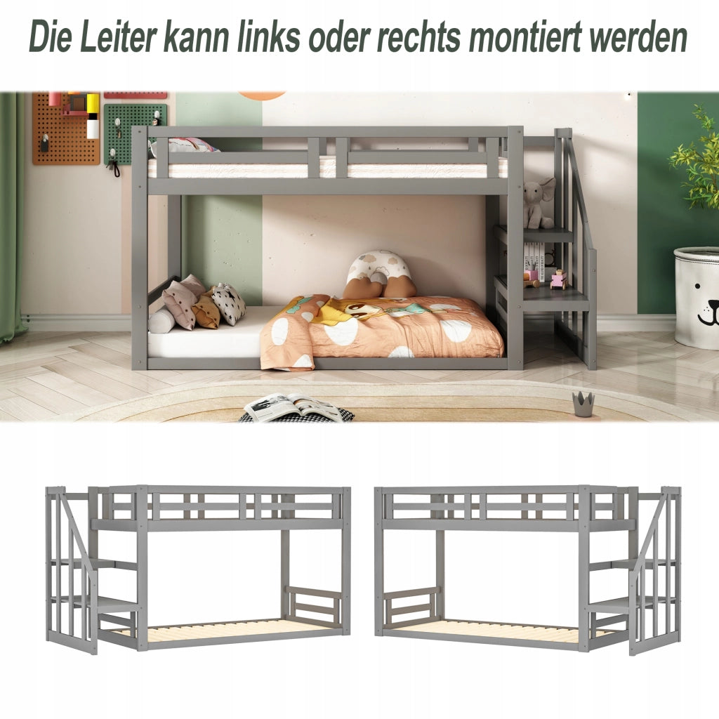 Letto a castello basso 90x200 - Xylo - Grigio senza materasso