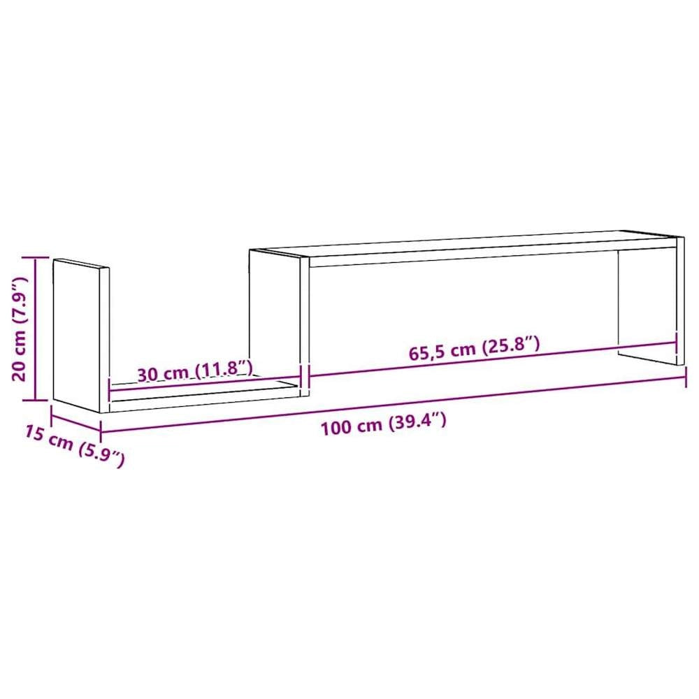 Wall Shelves, 2 Pieces, Concrete Grey, 100x15x20 Cm, Wood-based Material
