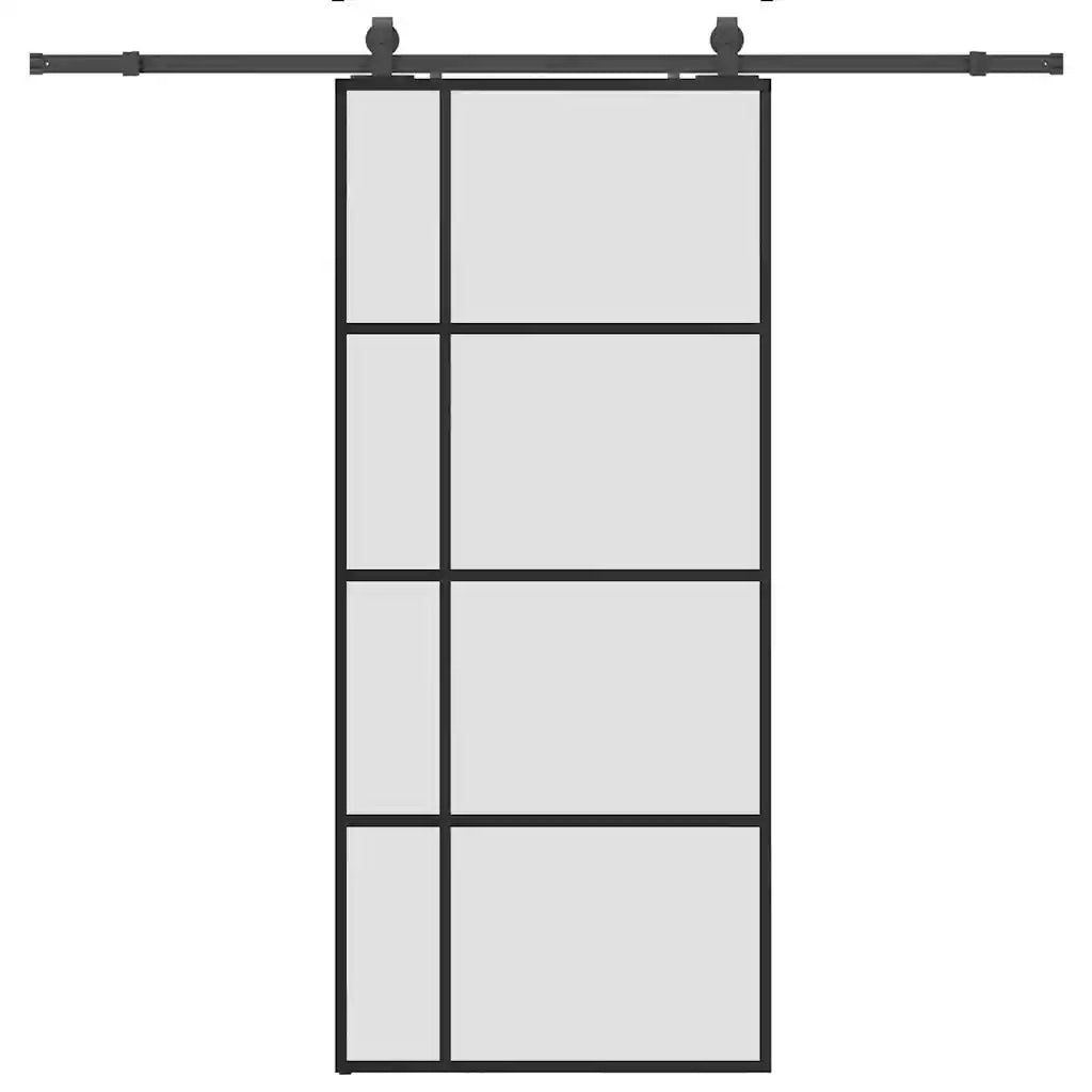 Porta Scorrevole con Ferramenta Nera 90x205 cm in Vetro ESG 3375951