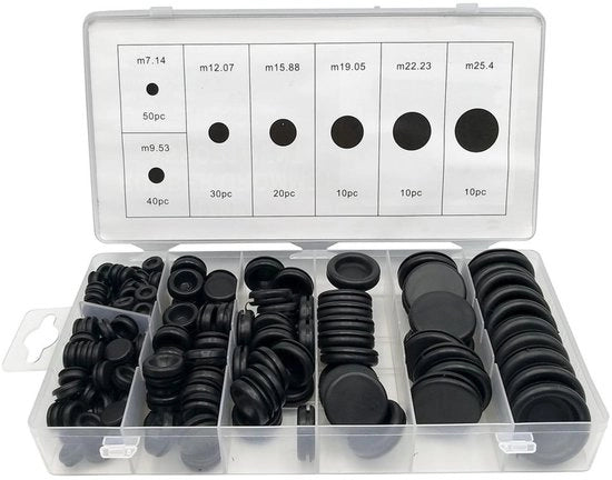 Kit di fermi gommati per carrozzeria - 170 pezzi - Assortimento - Adatto per Firewall - Fermi gommati in gomma