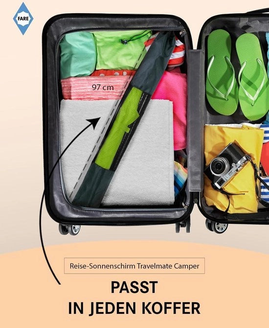 Parasole portatile con protezione UV - Certificato TÜV - Ripiegabile per viaggio, campeggio, spiaggia, balcone e giardino