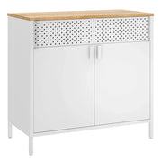 Mobile contenitore/credenza 40 x 80 x 76 cm con doppie ante magnetiche e ripiano regolabile per sala da pranzo soggiorno cucina ingresso struttura in acciaio stile industriale bianco 12_0006434