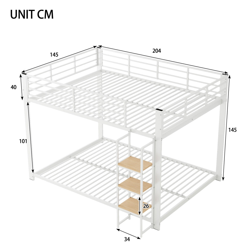 Letto a castello bianco 140 x 200 cm con scala a gradini