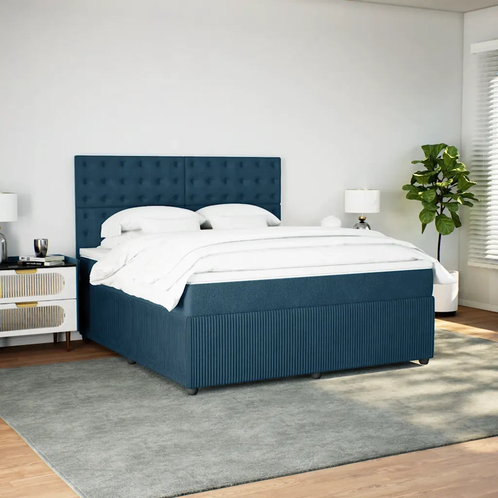 Giroletto a Molle con Materasso Blu 180x200 cm in Velluto