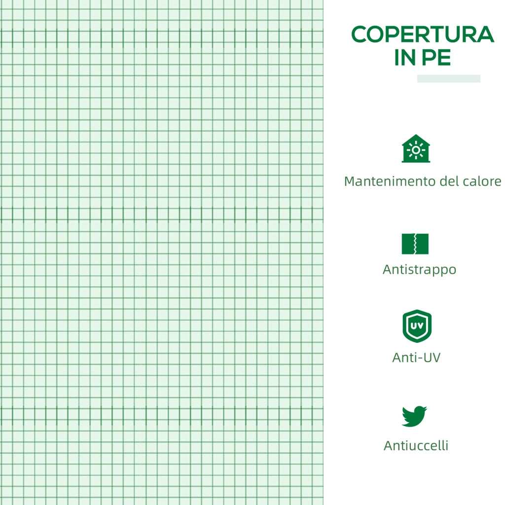 Serra da Giardino con 3 Finestre ¨C zephmum ¨C Verde, PE, 180x60x60cm