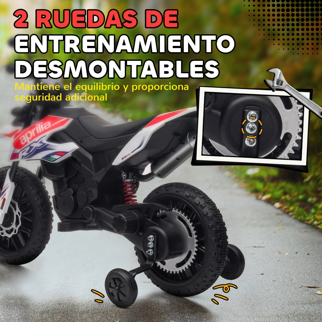 Moto Elettrica per Bambini 12V con Ruedas Auxiliares ¨C zephmum ¨C Bianco