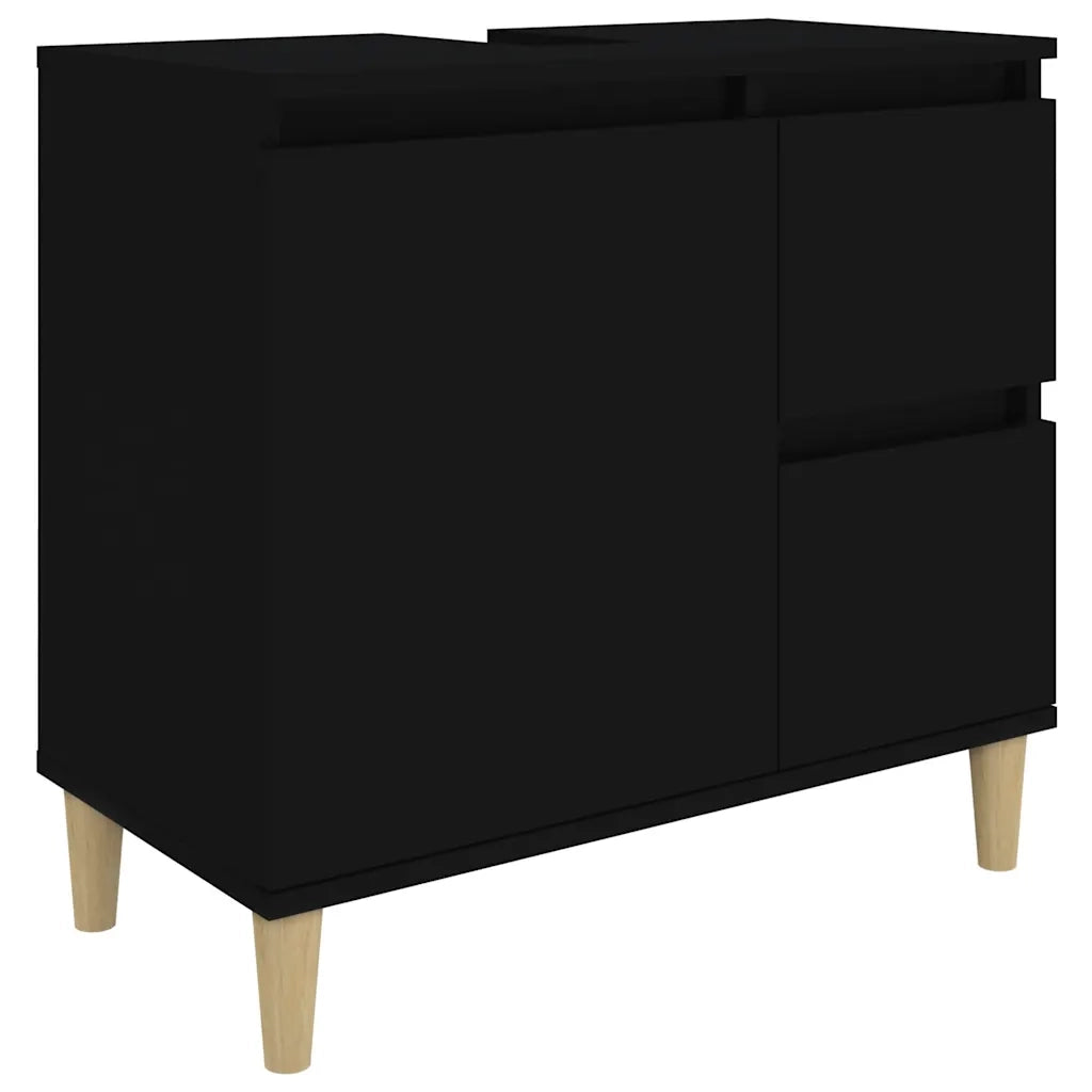 Armadietto da Bagno Nero 65x33x60 cm in Legno Multistrato 819821