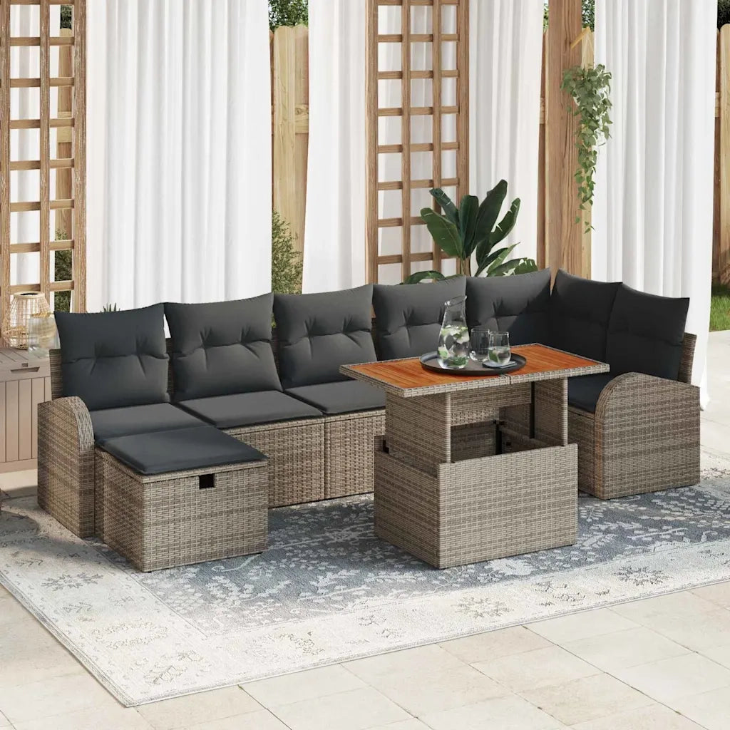 Set Divano da Giardino 8 pcs Grigio polyrattan