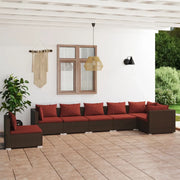 Set Divani da Giardino 7 pz con Cuscini in Polyrattan Marrone 3102339