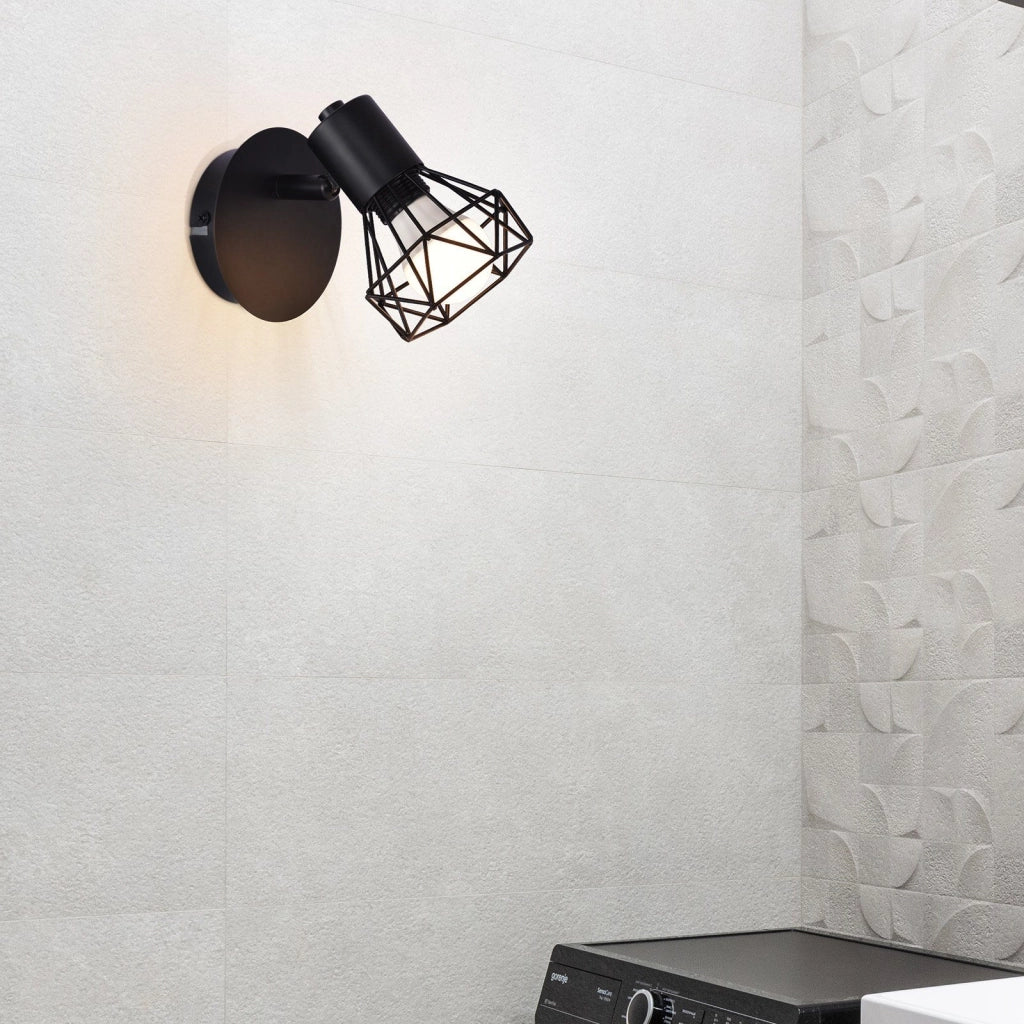 ZMH Faretto da soffitto retrò neri testa singola orientabile 350° E14 40W