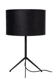 Lampada da tavolo nera paralume velluto E27 Lucide Tondo